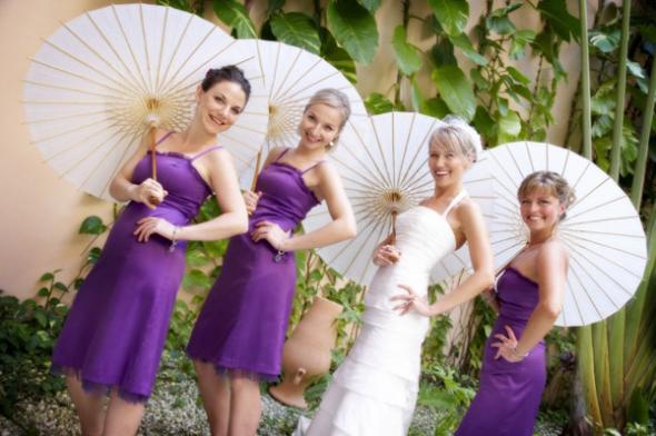 Purple bridesmaids dresses wedding color olive green and purple