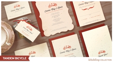 Tandem Bicycle Vintage Invitation Collection